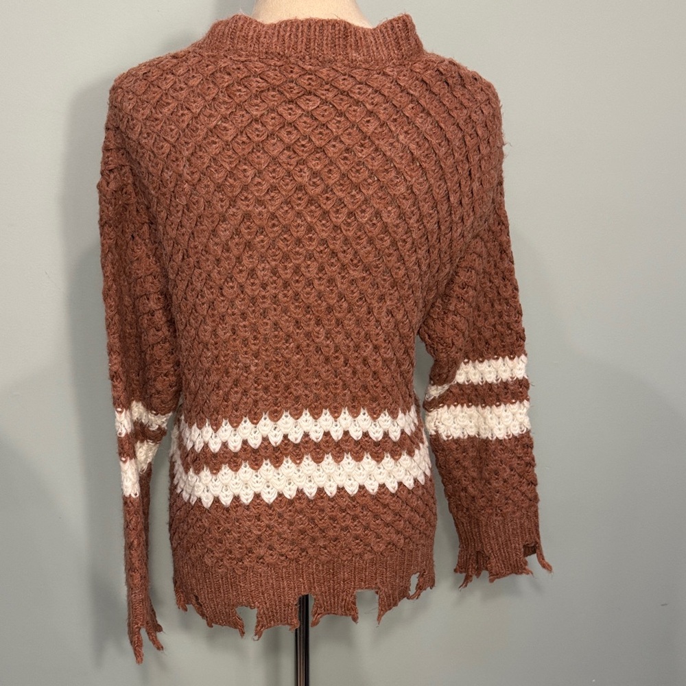 Moon River Cozy Brown and White wool blend pullover Sweater Size S - Picture 3 of 5